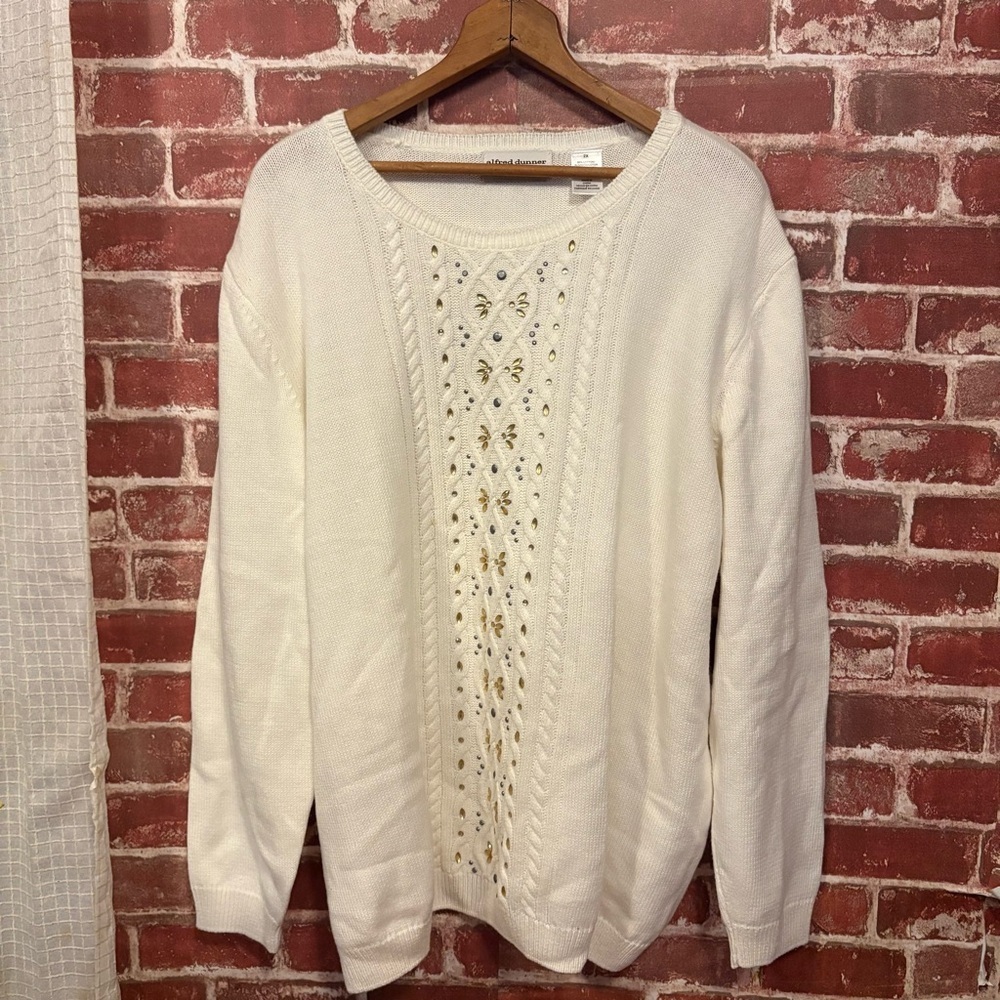 Alfred Dunner Cream Knit Women's Sweater